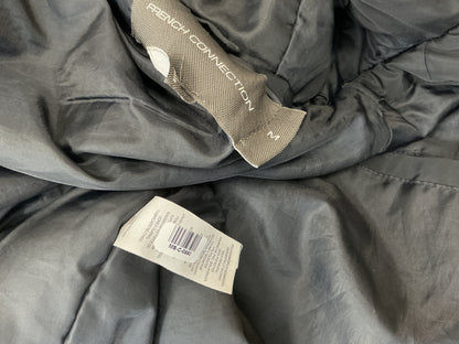 Black Hooded Utility Bomber Jacket with Faux Fur Trim Size M