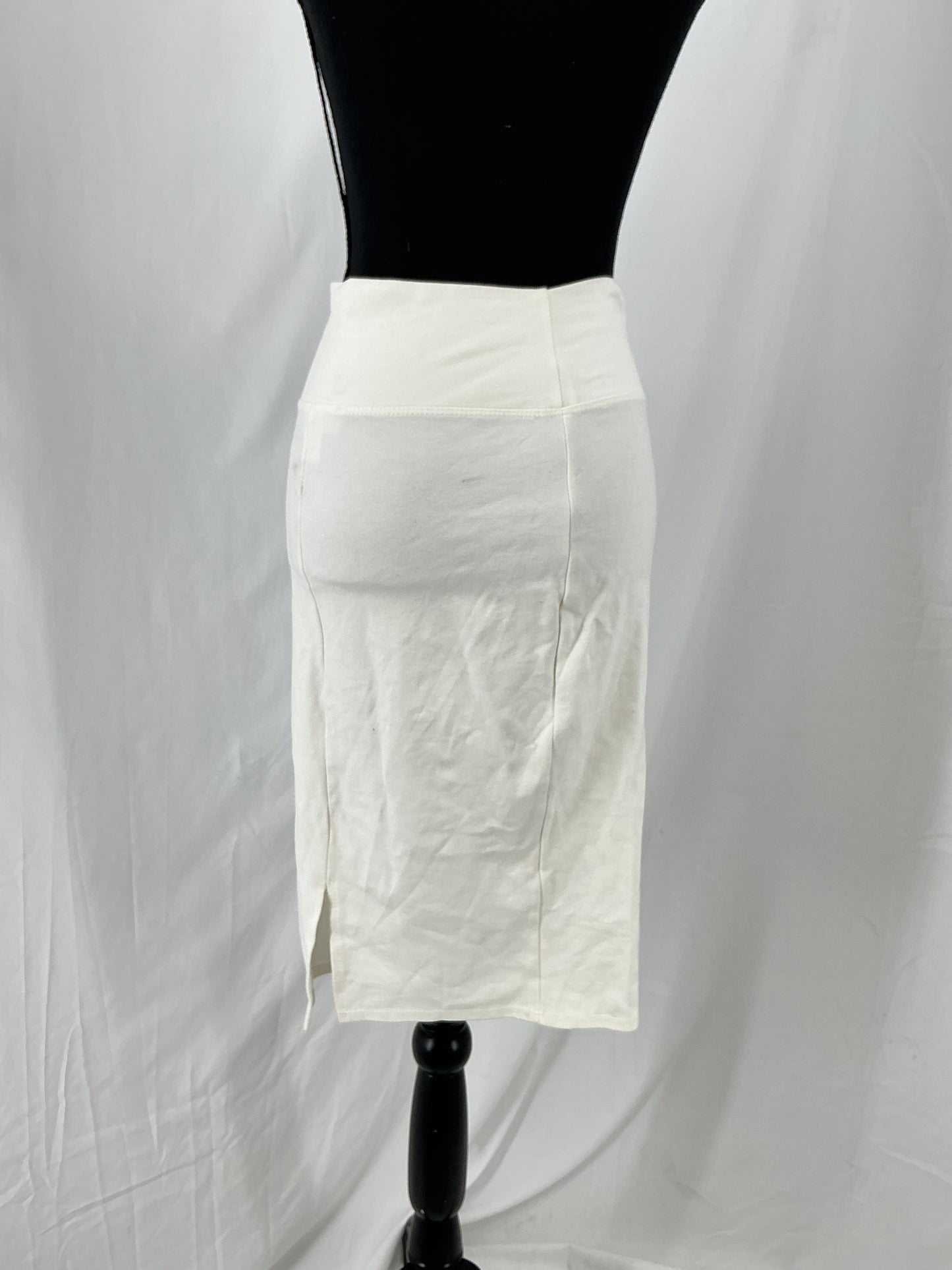 Ivory Structured Stretch Pencil Skirt with Wide Contour Waistband Size S