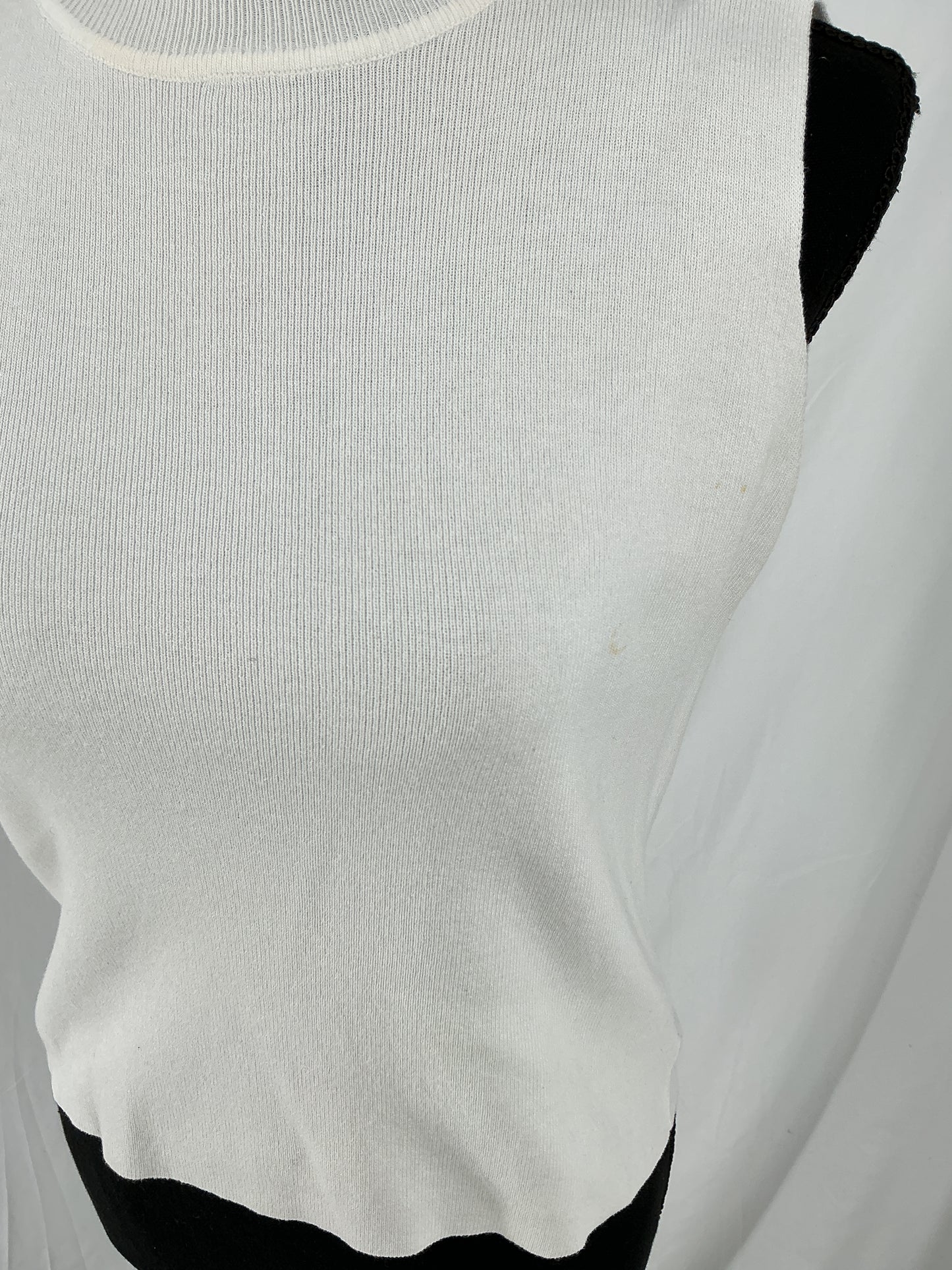 Ivory Fine Rib Knit Sleeveless Mock Neck Shell Top Size S