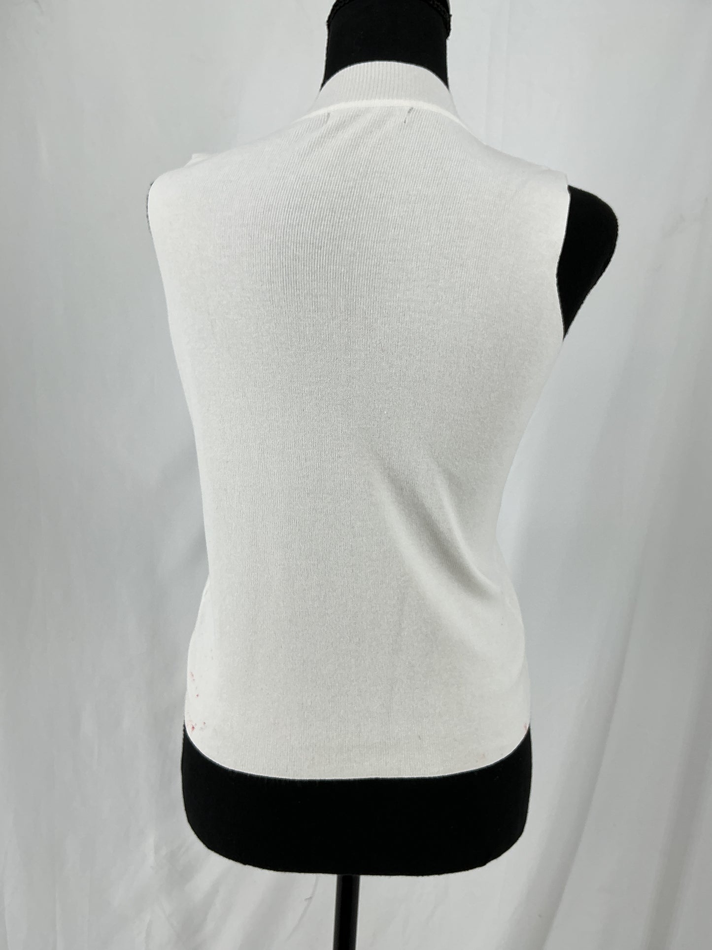 Ivory Fine Rib Knit Sleeveless Mock Neck Shell Top Size S