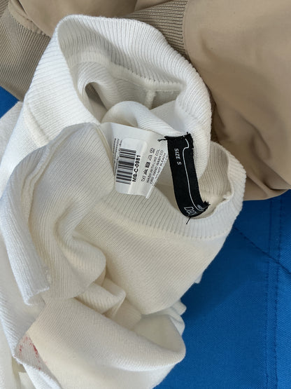 Ivory Fine Rib Knit Sleeveless Mock Neck Shell Top Size S