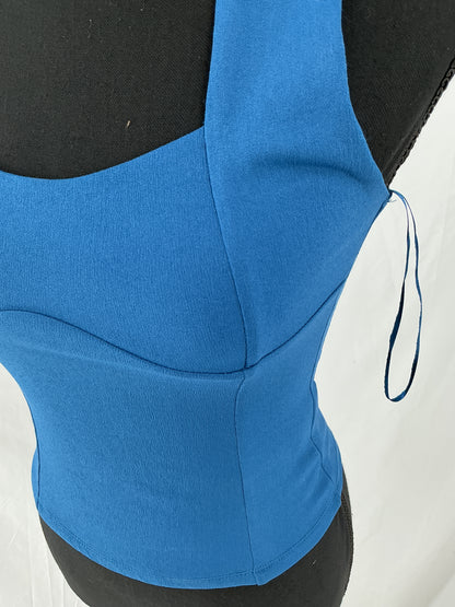 ZARA Teal Blue Fitted Halter Bustier Crop Top Size S