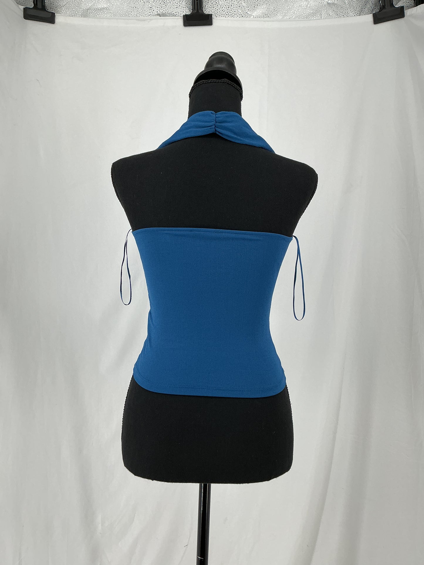 ZARA Teal Blue Fitted Halter Bustier Crop Top Size S