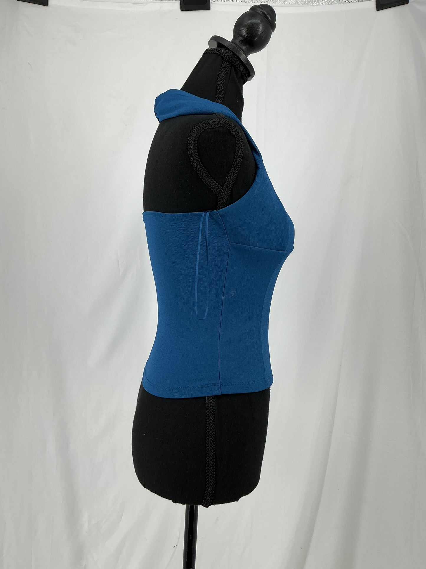 ZARA Teal Blue Fitted Halter Bustier Crop Top Size S