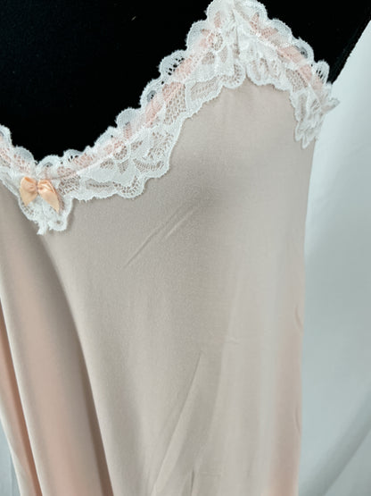 EKOUAER Light Pink Lace Trim Babydoll Nightie Size M
