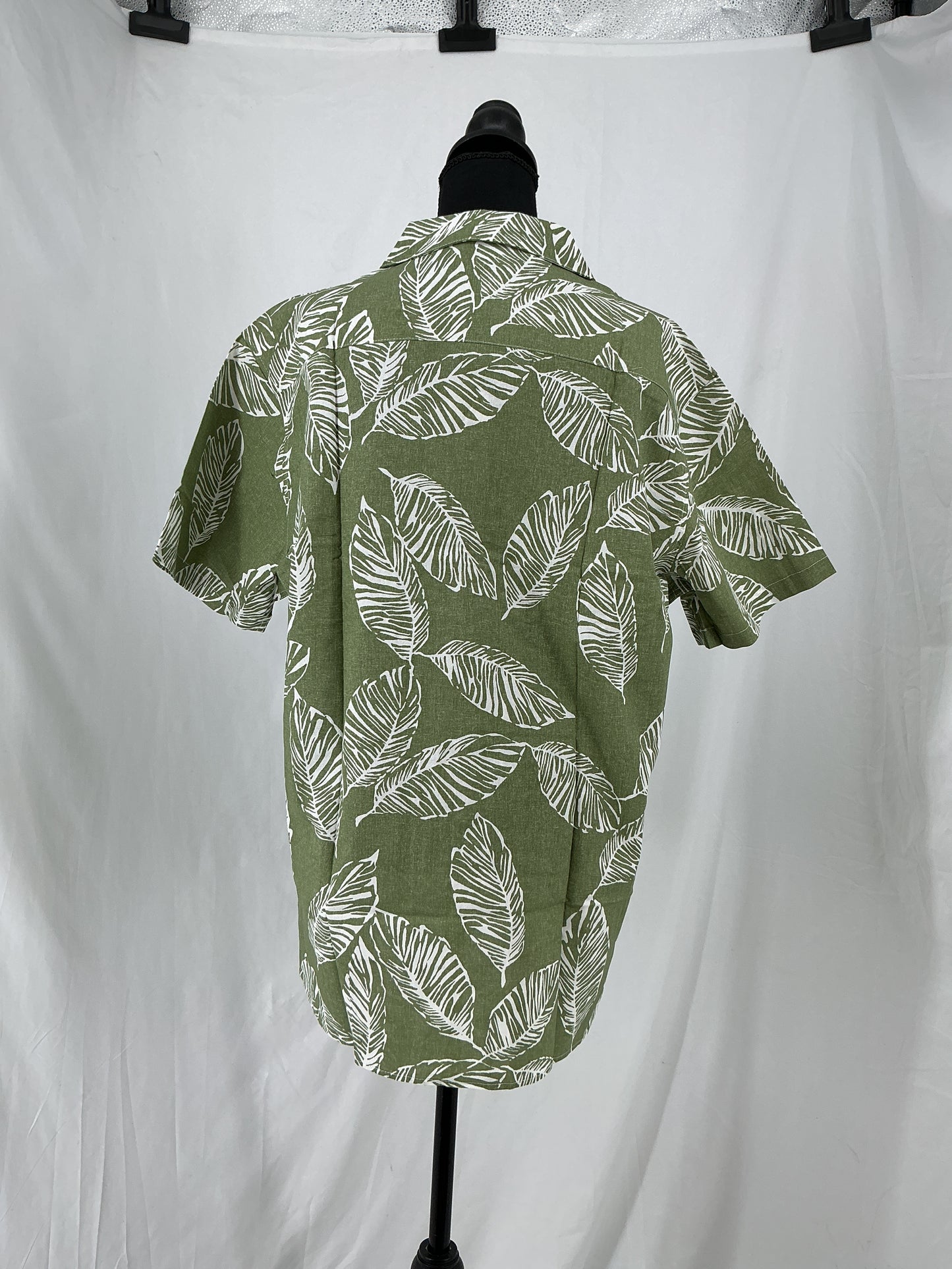 Botanical Print Resort Shirt with Cuban Collar Size L