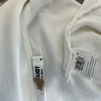 COOFANDY White Quarter Zip Sweater Polo with Contrast Black Trim Size M