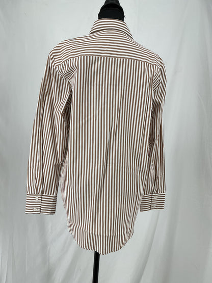 Classic Striped Long Sleeve Button-Down Shirt Size M