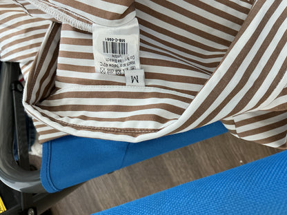 Classic Striped Long Sleeve Button-Down Shirt Size M