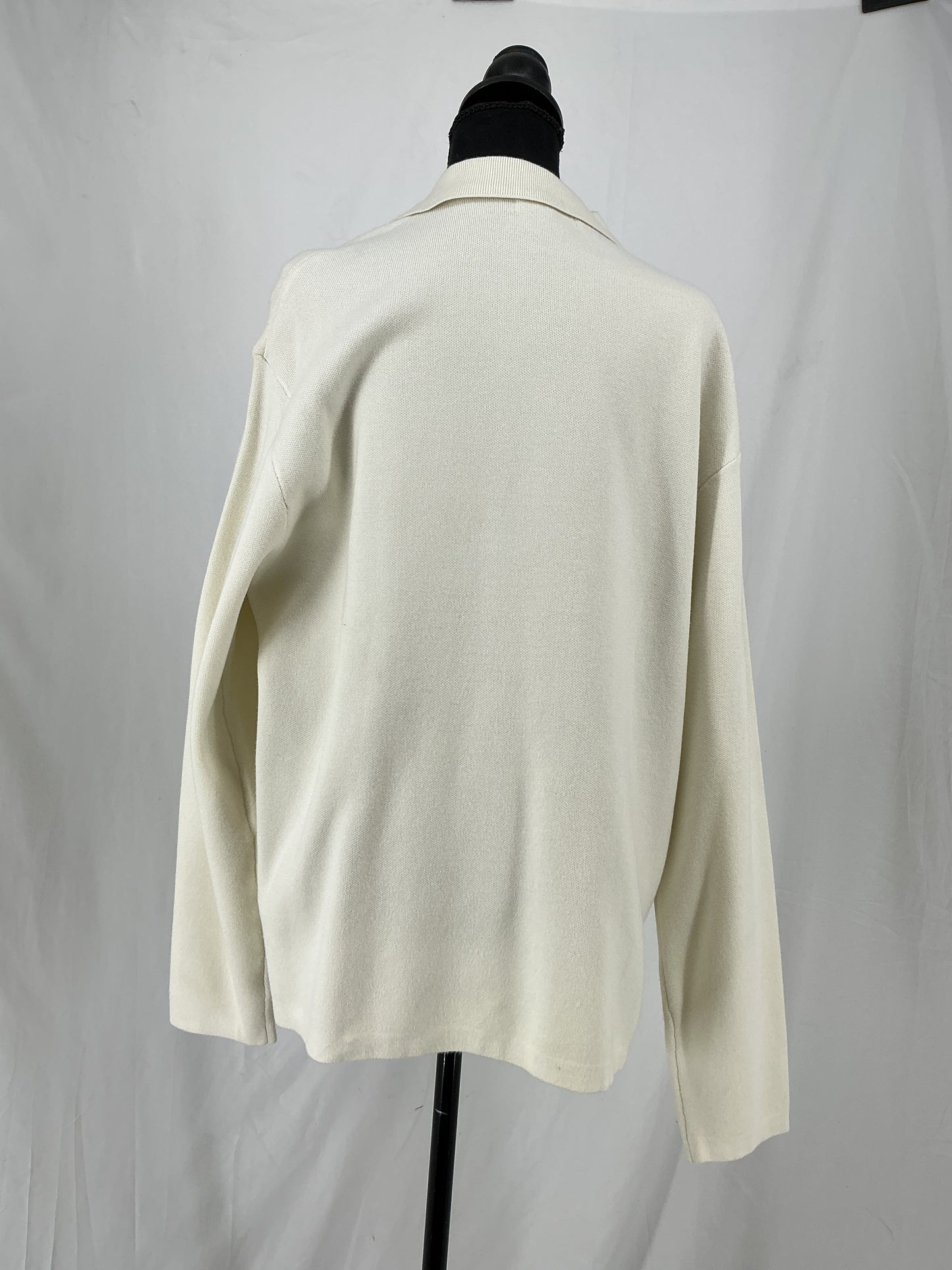 ZARA Beige Long Sleeve Polo Shirt Size L