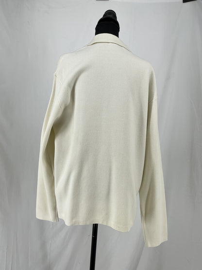 ZARA Beige Long Sleeve Polo Shirt Size L