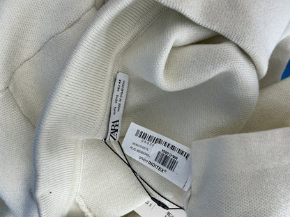 ZARA Beige Long Sleeve Polo Shirt Size L