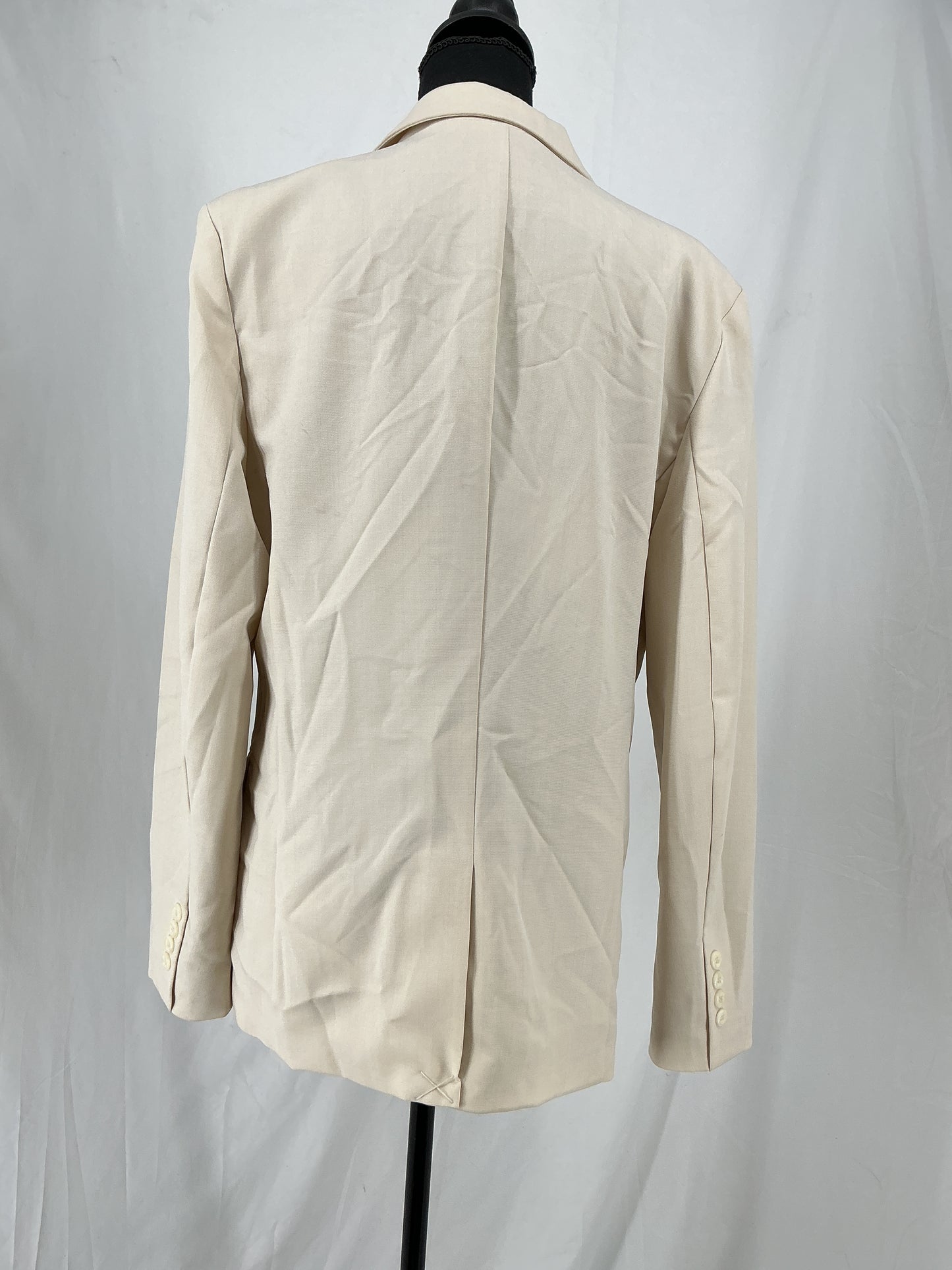 SHEIN Minimalist Beige Suit Set with Relaxed Fit Blazer and Elastic Waist Pants Size L