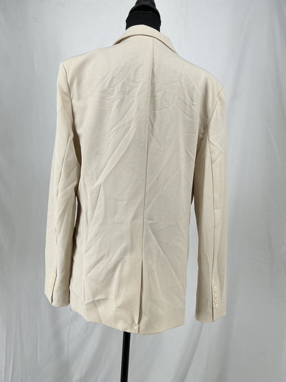 SHEIN Minimalist Beige Suit Set with Relaxed Fit Blazer and Elastic Waist Pants Size L