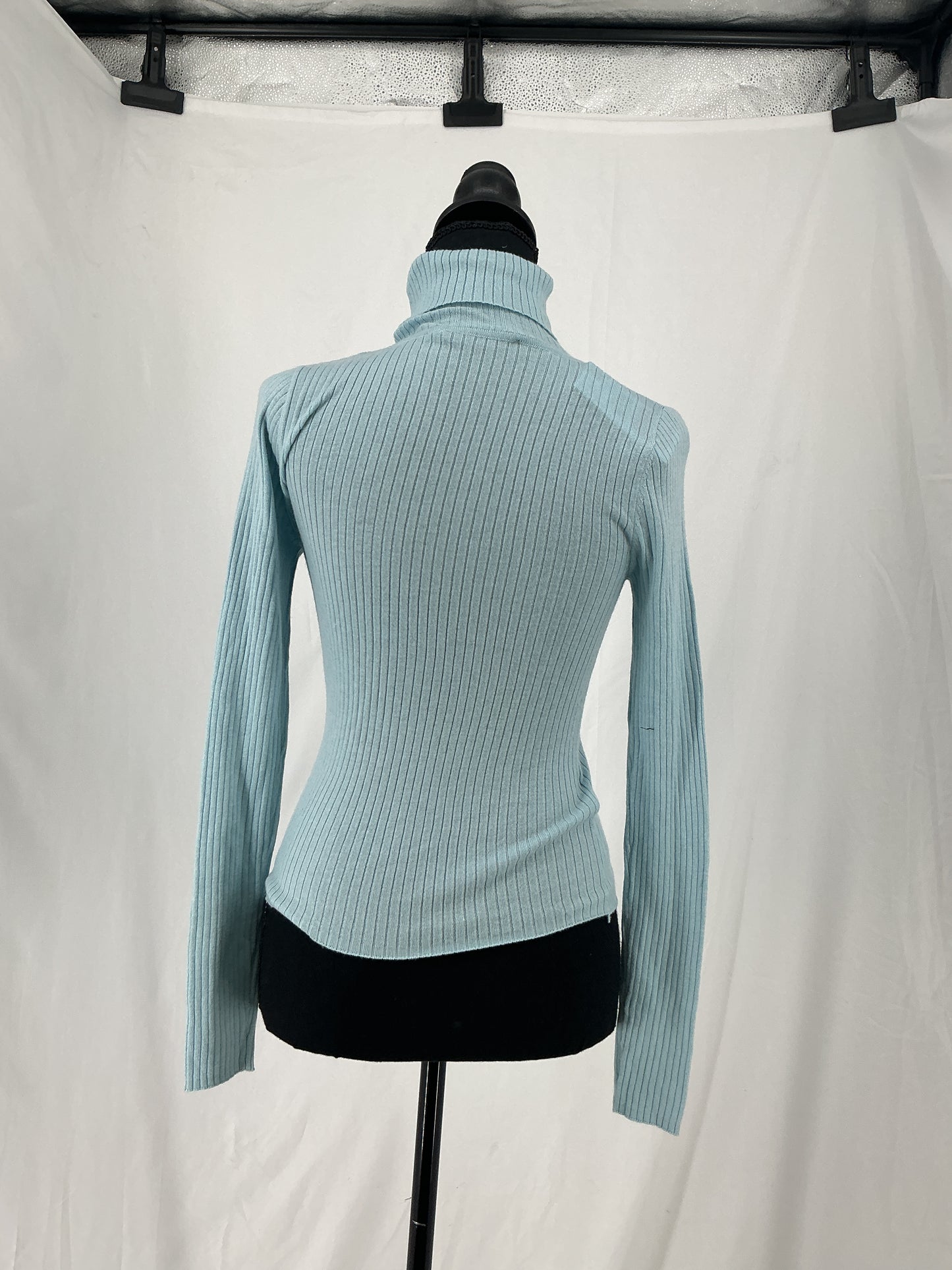 Powder Blue Fine Rib Knit Turtleneck Size S