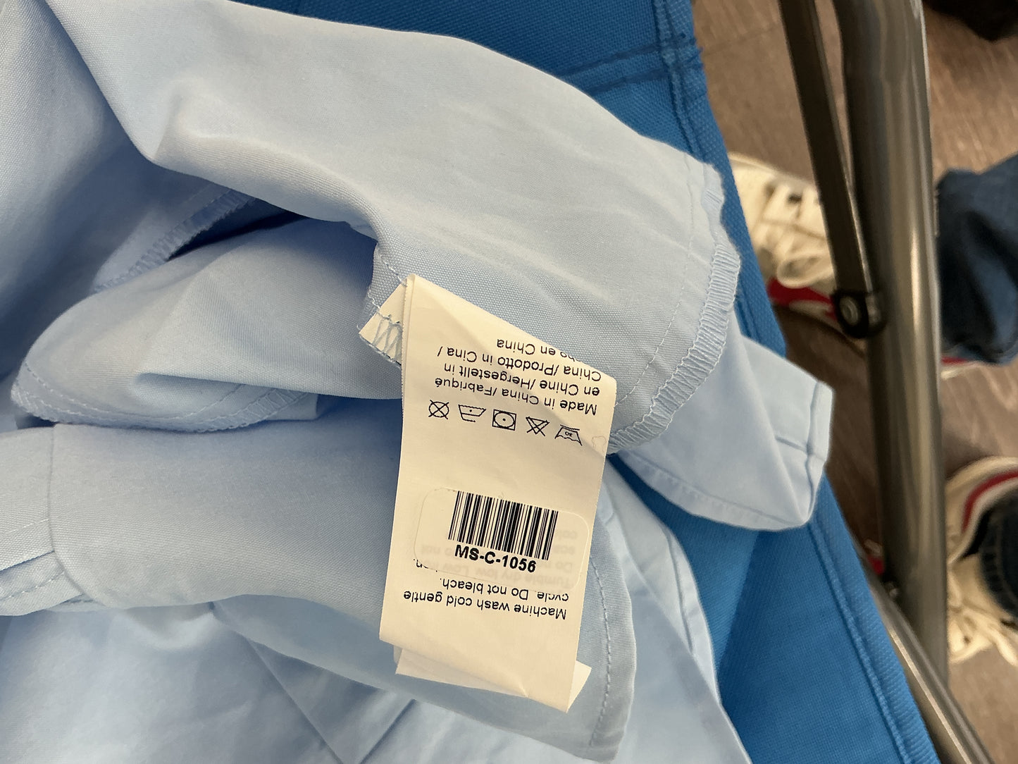 Light Blue Tailored Peplum Blouse with Pin Tucks Size S