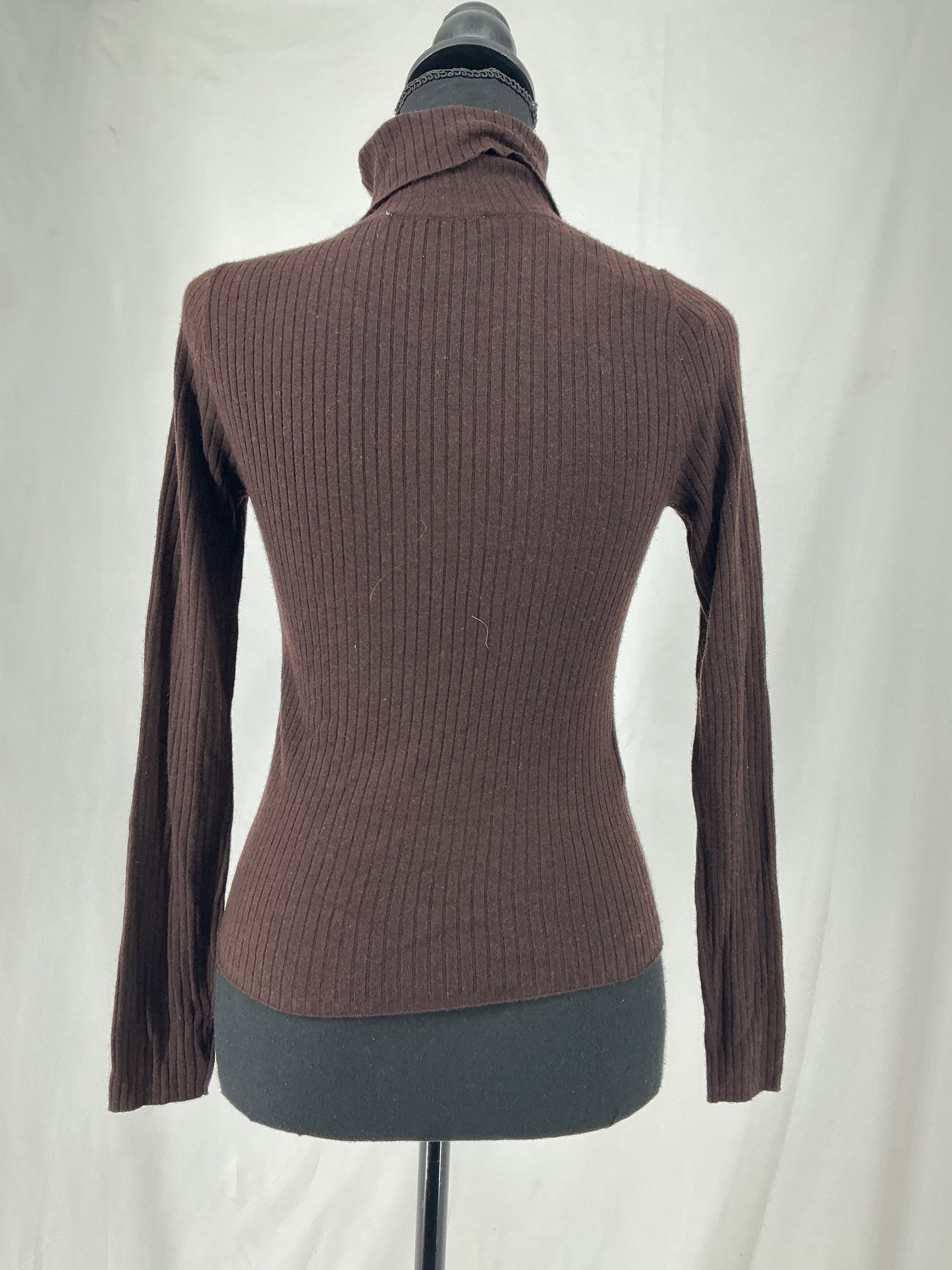 Dark Brown Fine Rib Knit Turtleneck Size S