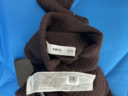 Dark Brown Fine Rib Knit Turtleneck Size S