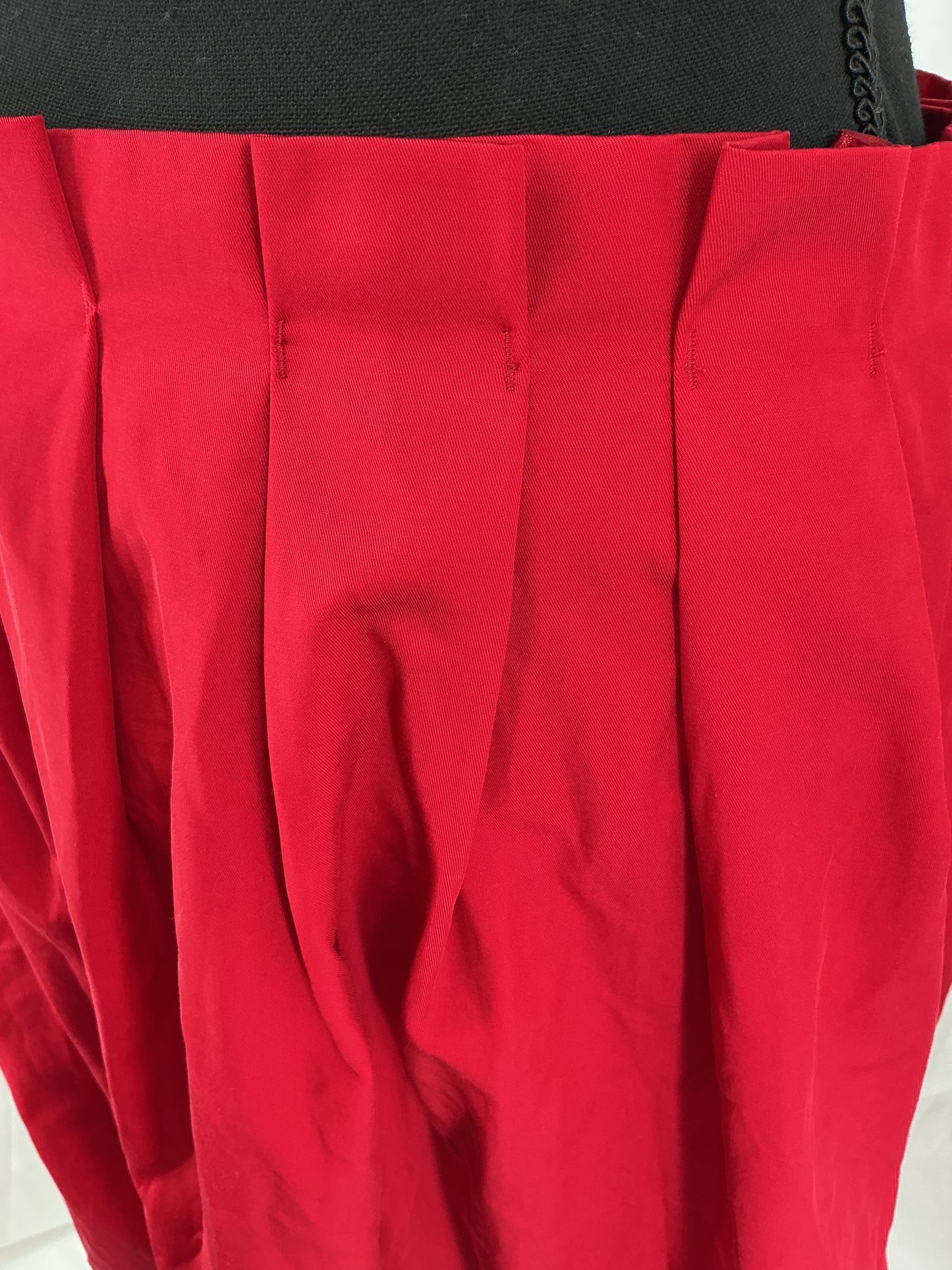 ZARA Bright Red Structured Pleated Midi Skirt Size M