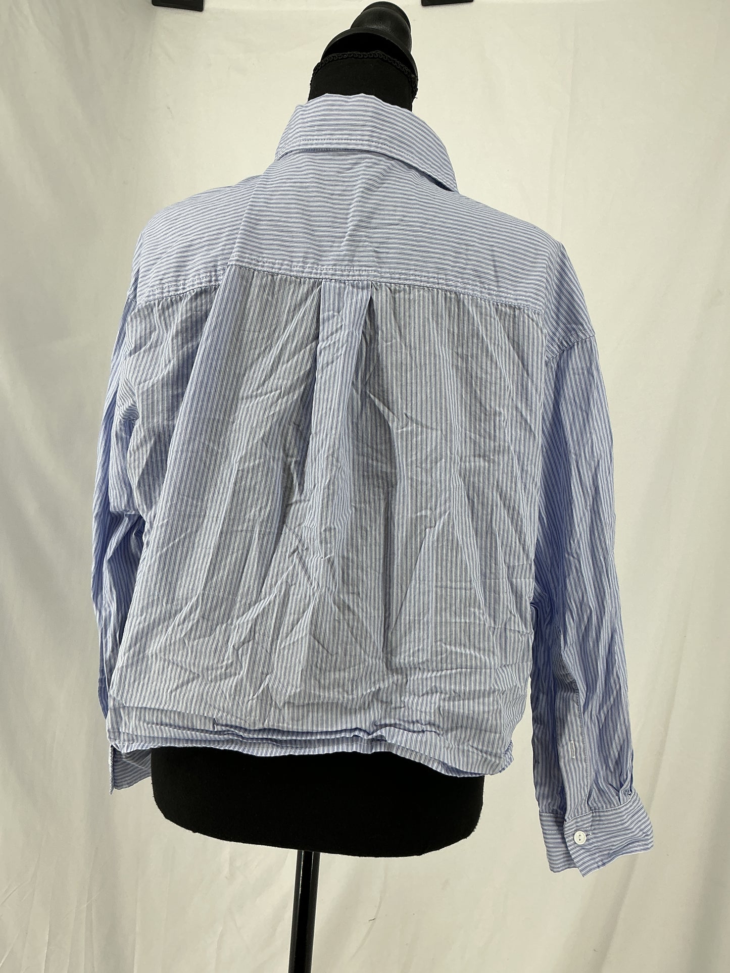 Cropped Light Blue Stripe Button Down Shirt Size S