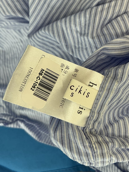 Cropped Light Blue Stripe Button Down Shirt Size S