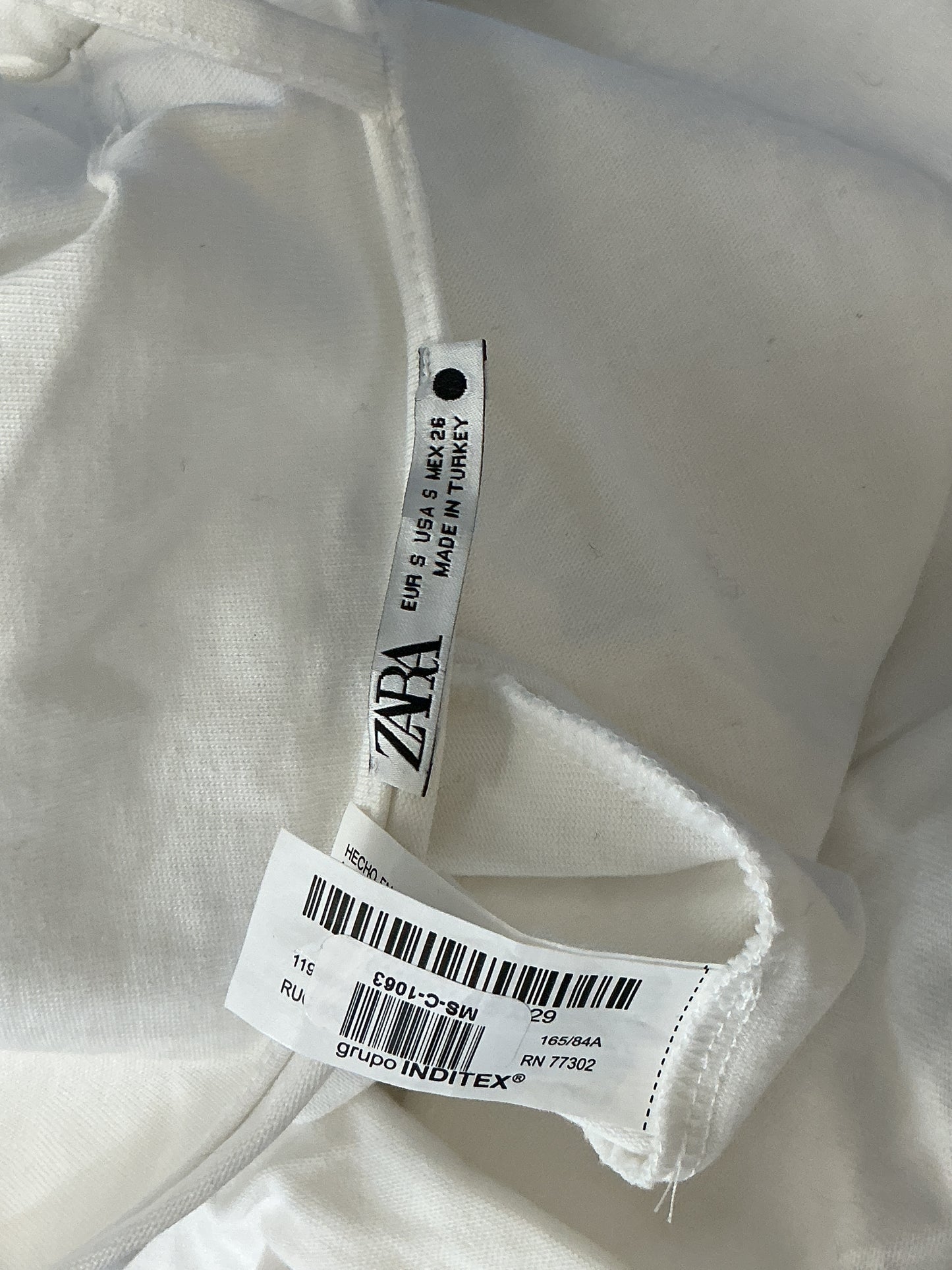 ZARA White Cotton Draped Neck Tank Top Size S