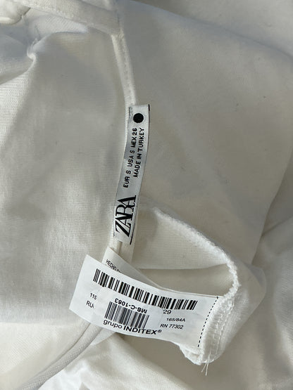 ZARA White Cotton Draped Neck Tank Top Size S