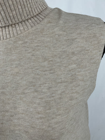 MNG Beige Knit Turtleneck Shell Top Size S
