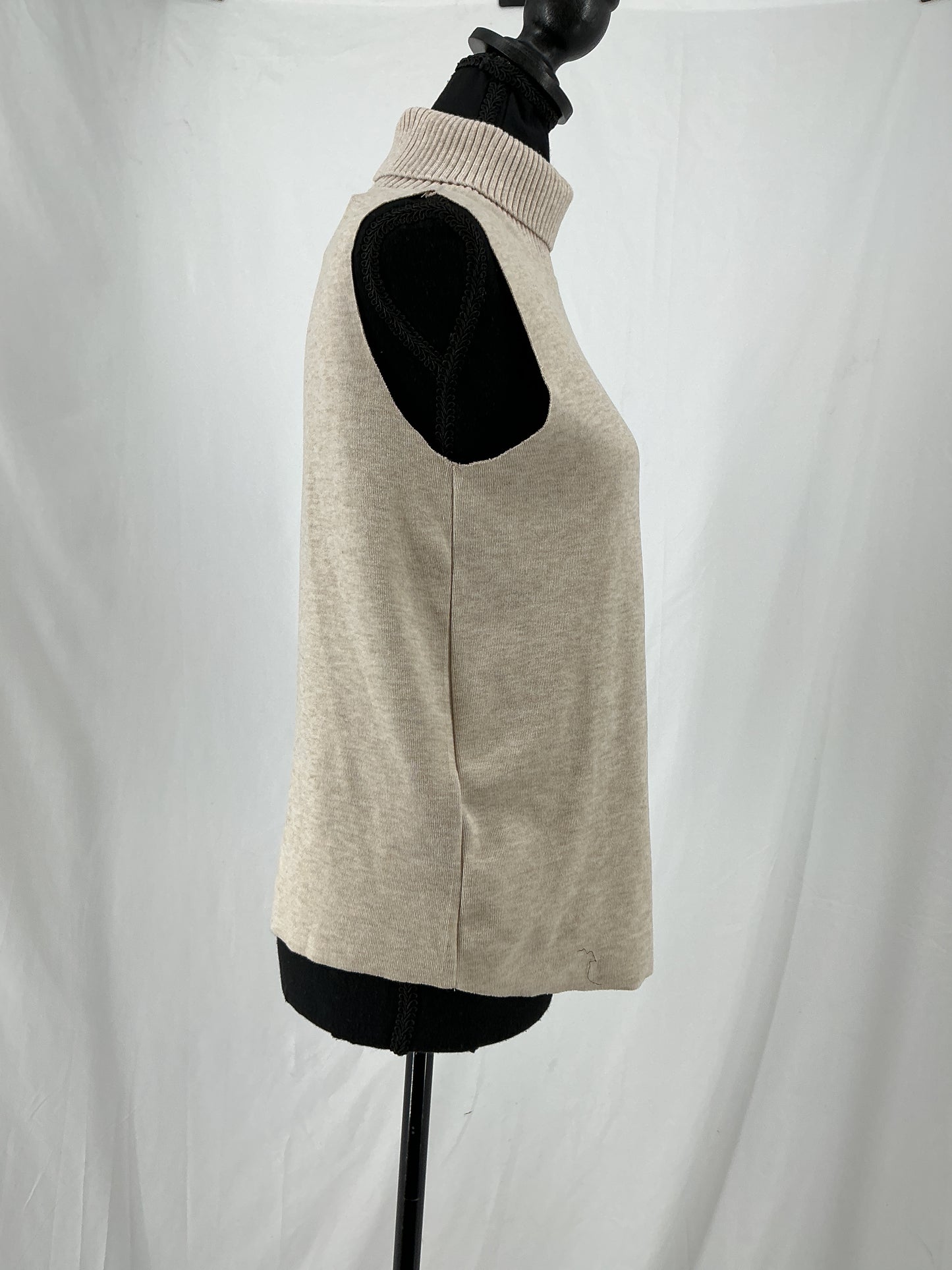 MNG Beige Knit Turtleneck Shell Top Size S