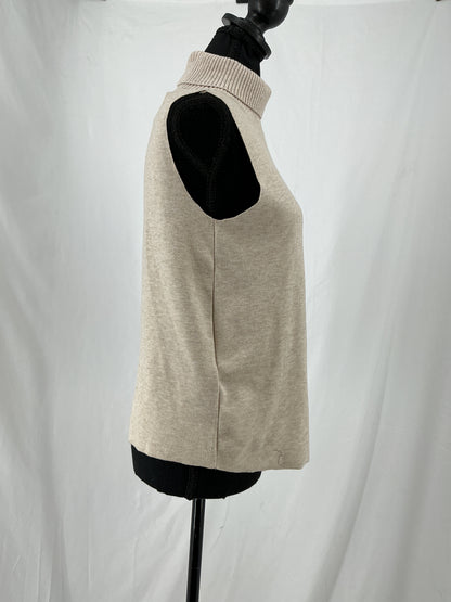 MNG Beige Knit Turtleneck Shell Top Size S