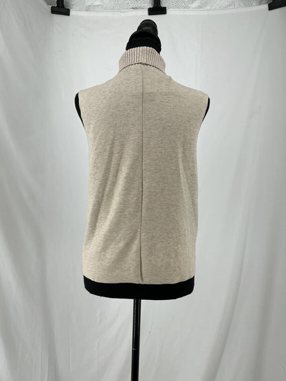 MNG Beige Knit Turtleneck Shell Top Size S