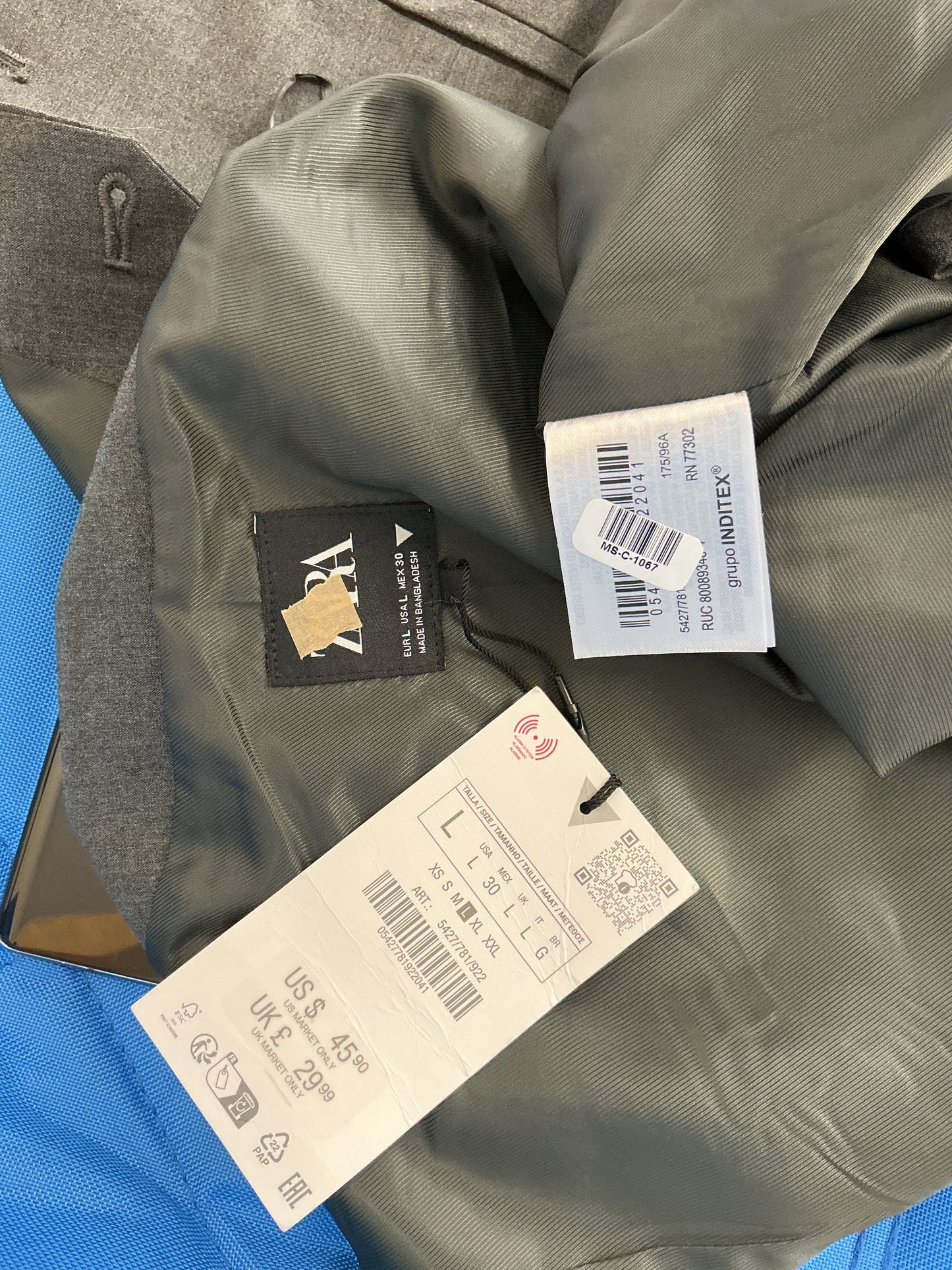 ZARA Grey Suit Vest Size L