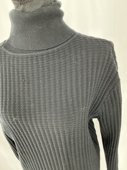 Black Chunky Rib Knit Turtleneck Sweater Size XL