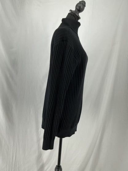 Black Chunky Rib Knit Turtleneck Sweater Size XL