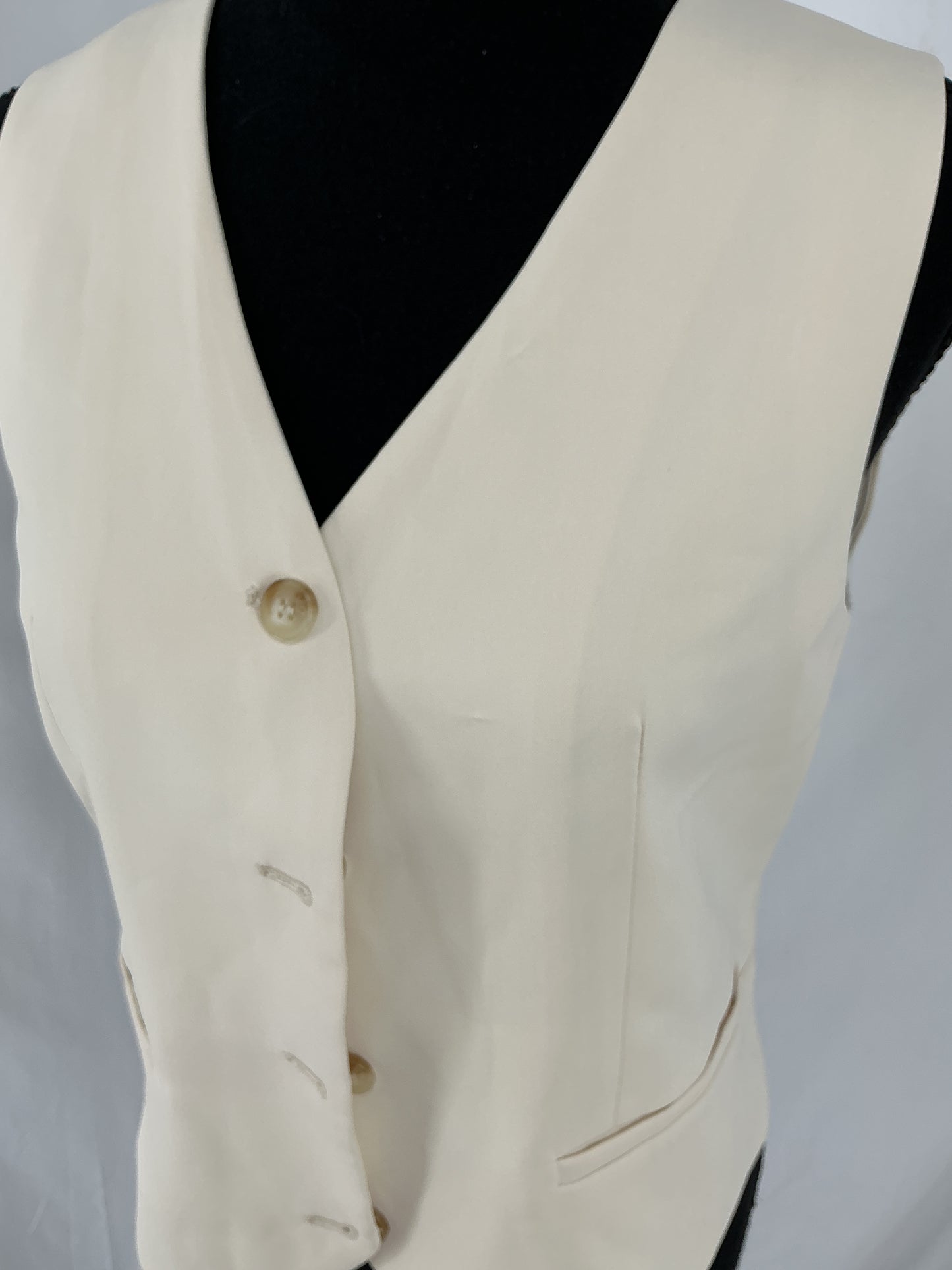 CHALDLLEN Ivory Tailored Single Breasted Vest Size M