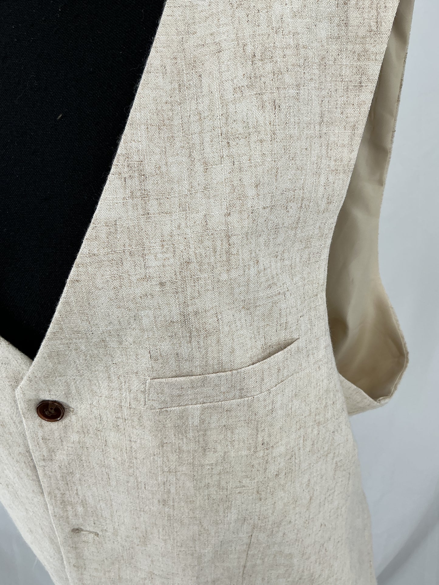 Tan Textured Weave Vest with Asymmetrical Button Closure Size L