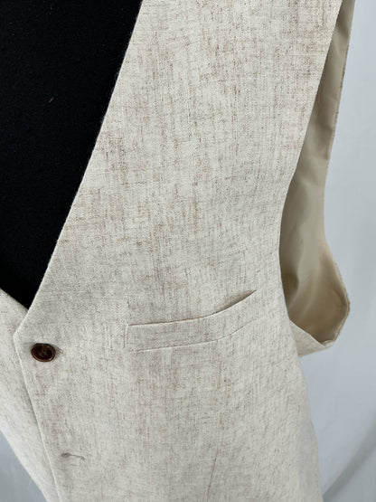Tan Textured Weave Vest with Asymmetrical Button Closure Size L