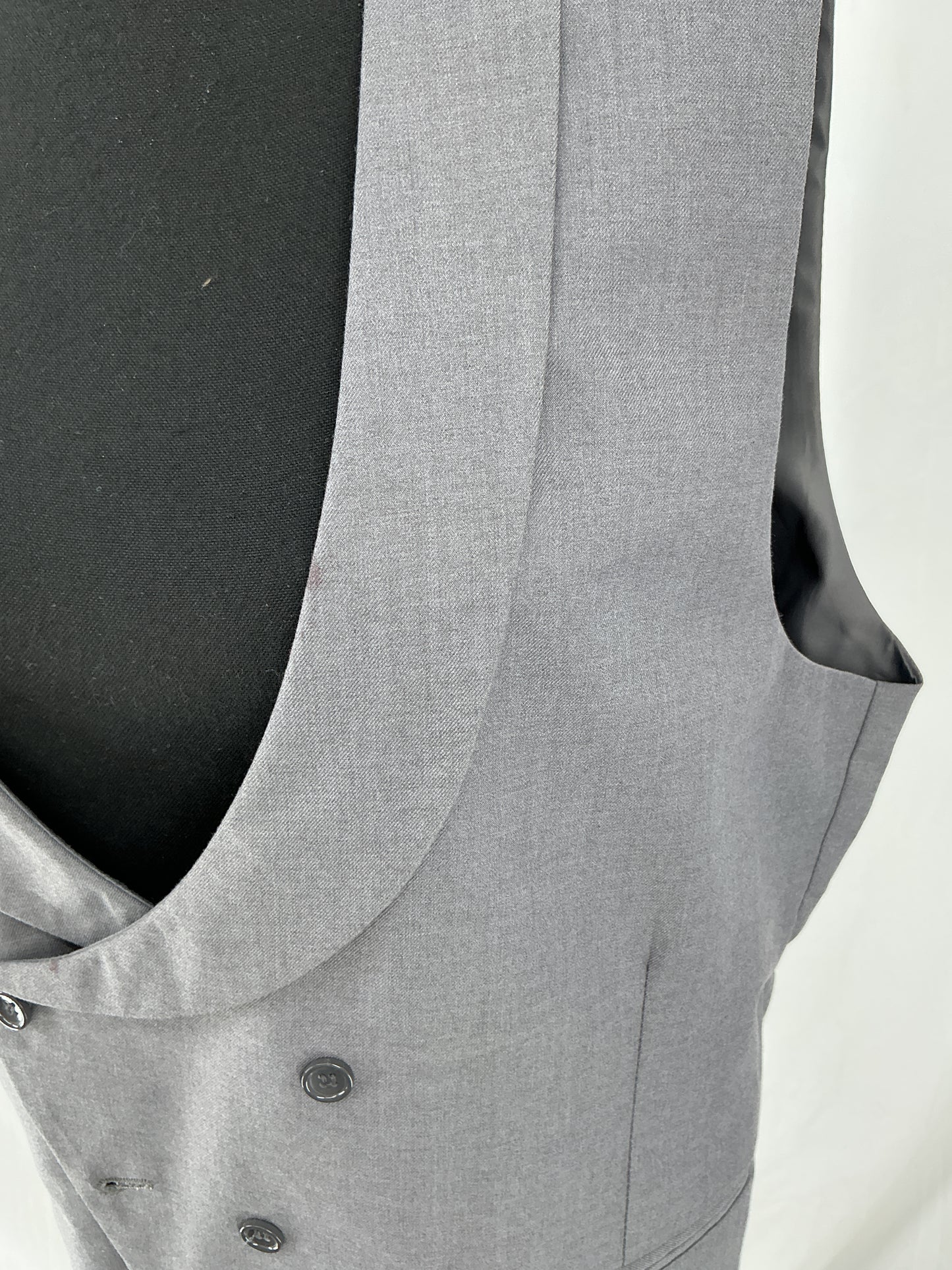 Grey Shawl Collar Double Breasted Suit Vest Size L