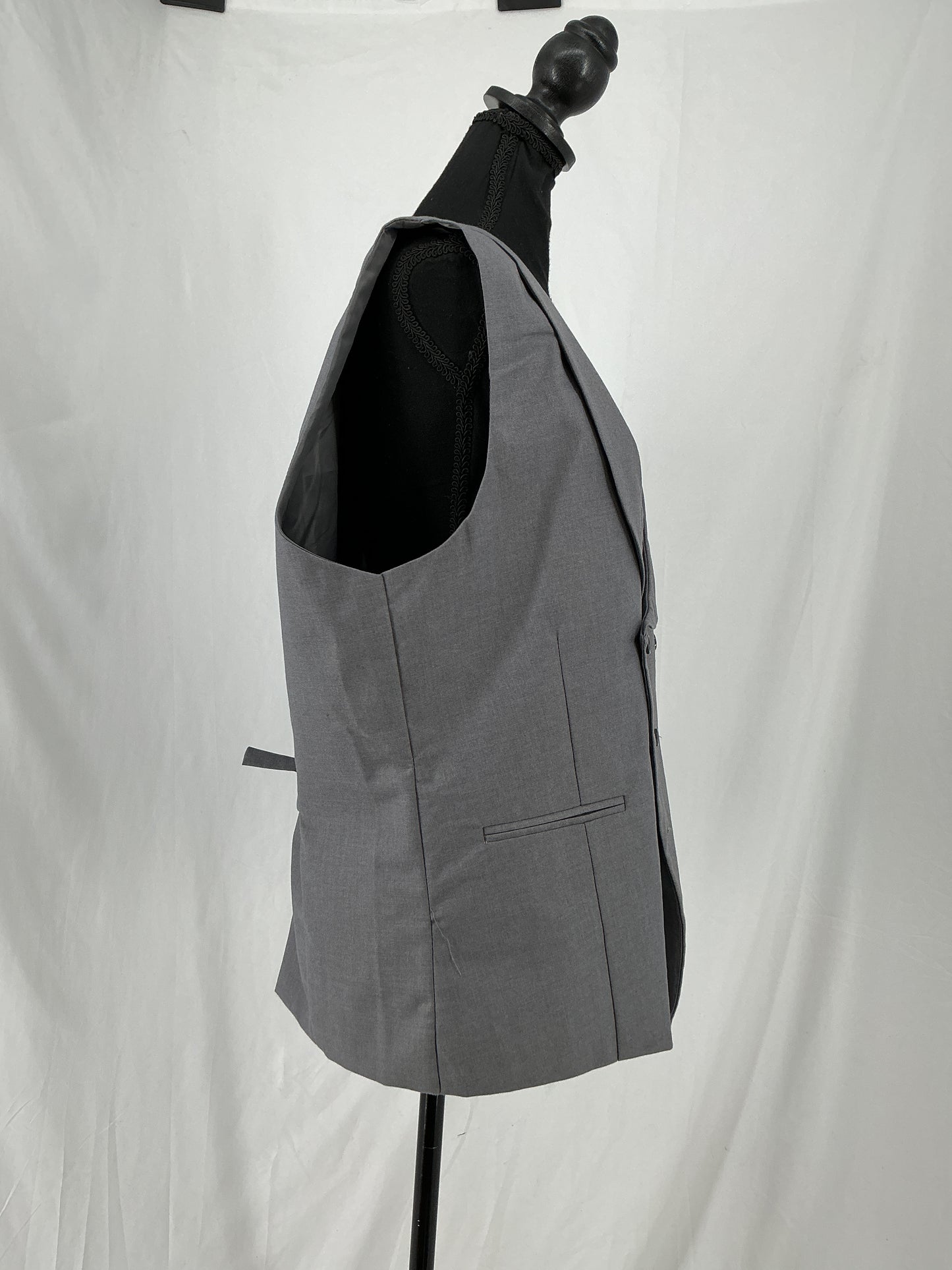 Grey Shawl Collar Double Breasted Suit Vest Size L