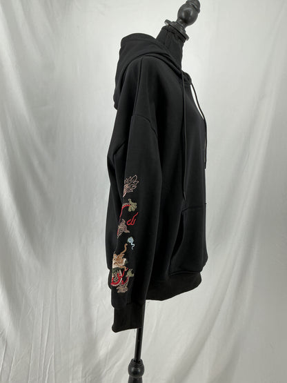 Black Dragon Embroidered Oversized Hoodie Size No