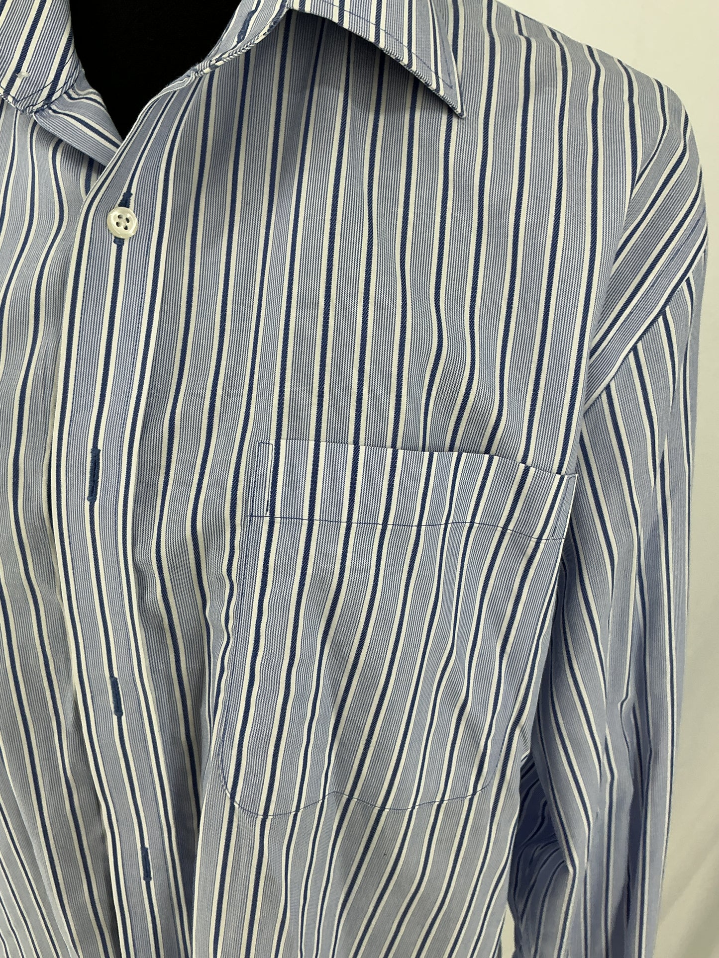 SMARTCARE Classic Blue Pinstripe Oversized Button-Down Shirt Size 35
