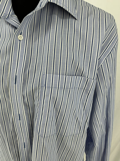 SMARTCARE Classic Blue Pinstripe Oversized Button-Down Shirt Size 35