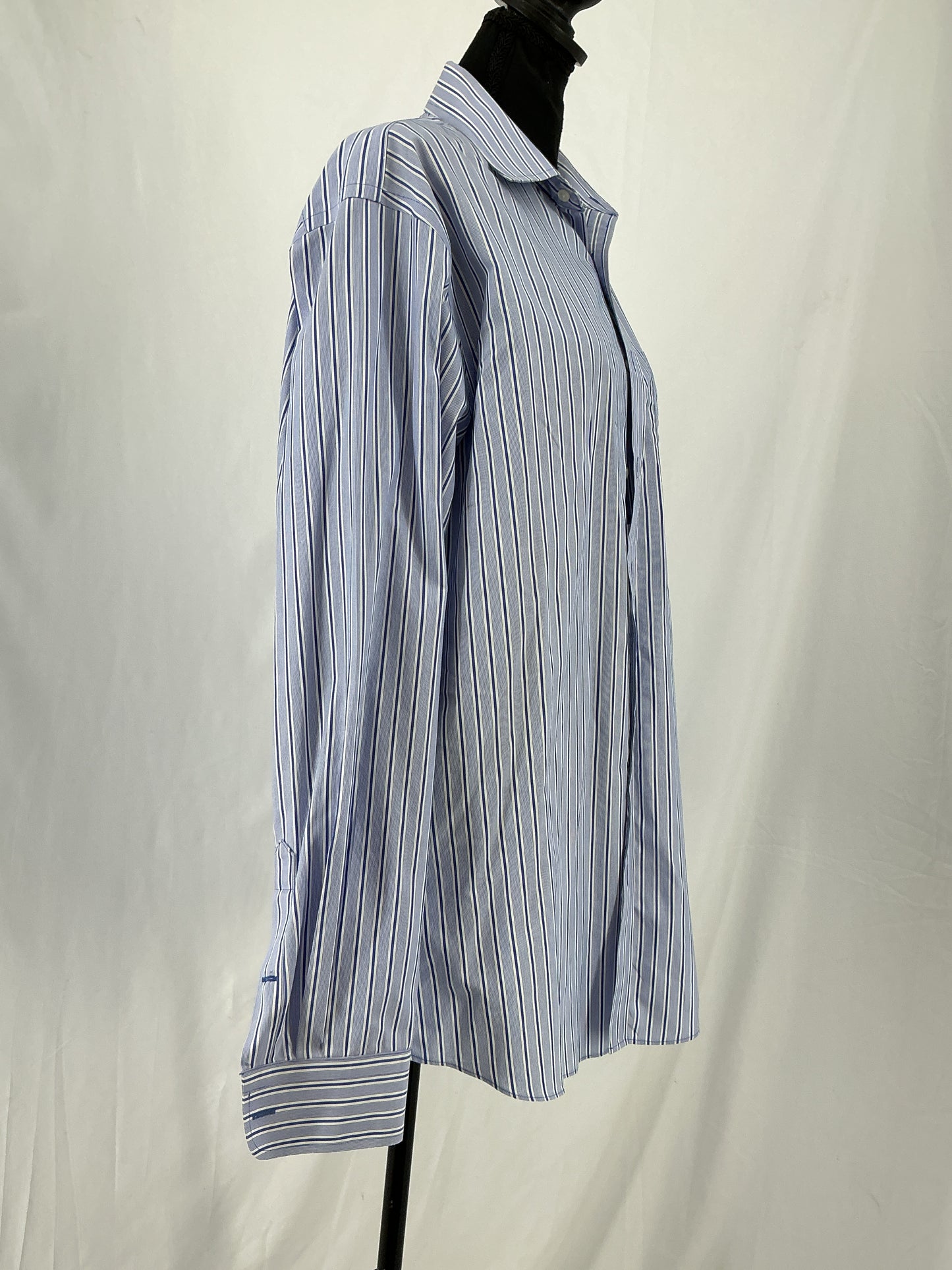 SMARTCARE Classic Blue Pinstripe Oversized Button-Down Shirt Size 35
