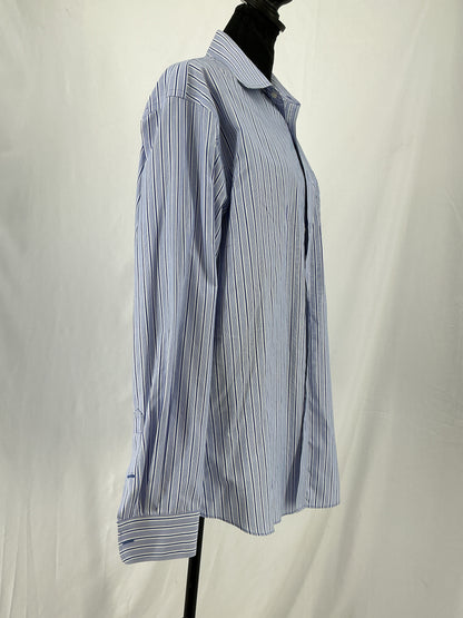 SMARTCARE Classic Blue Pinstripe Oversized Button-Down Shirt Size 35