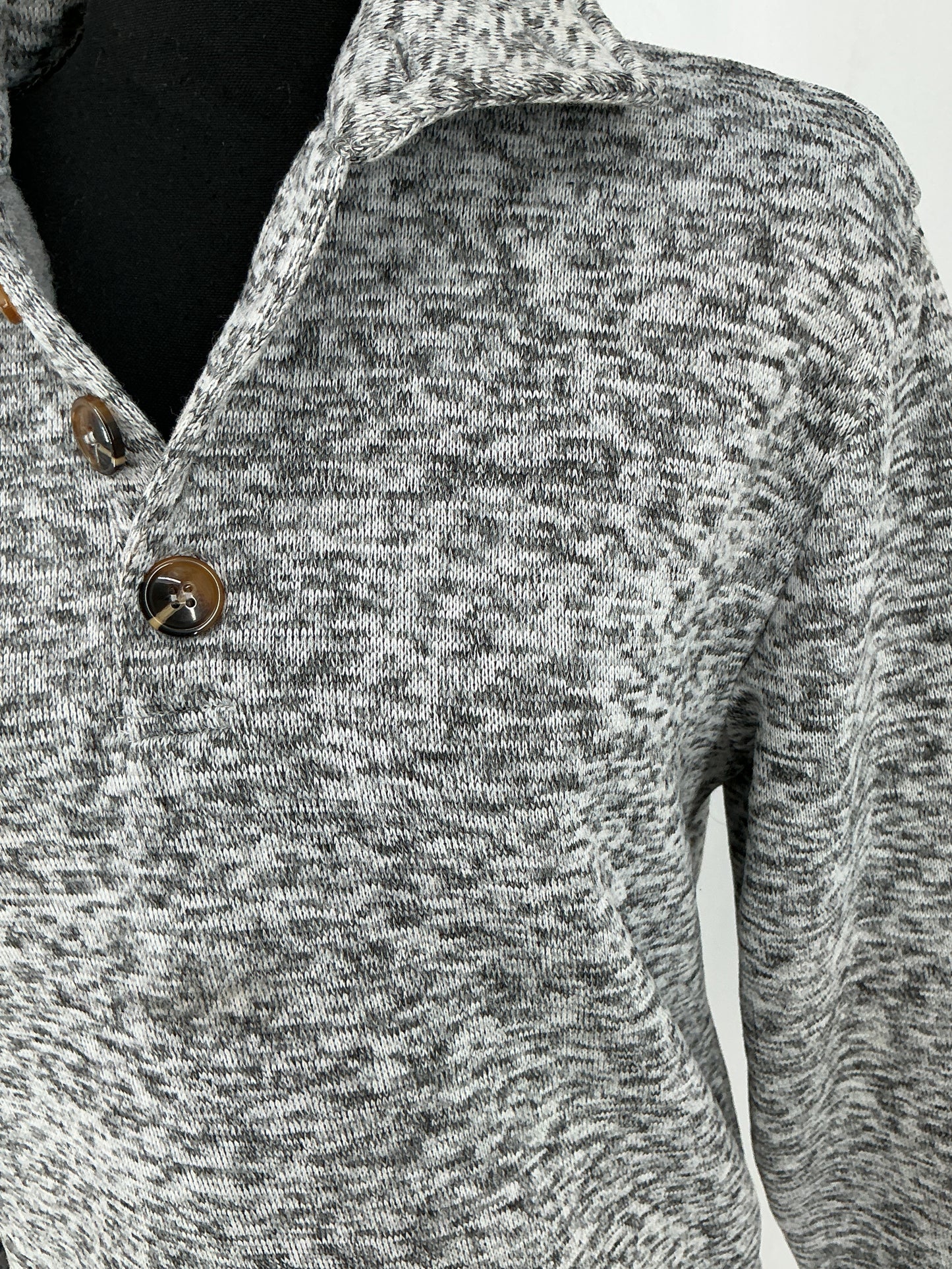 COOFANDY Marled Knit Collared Pullover with Button Placket Size M