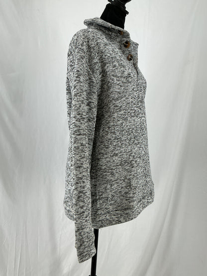 COOFANDY Marled Knit Collared Pullover with Button Placket Size M