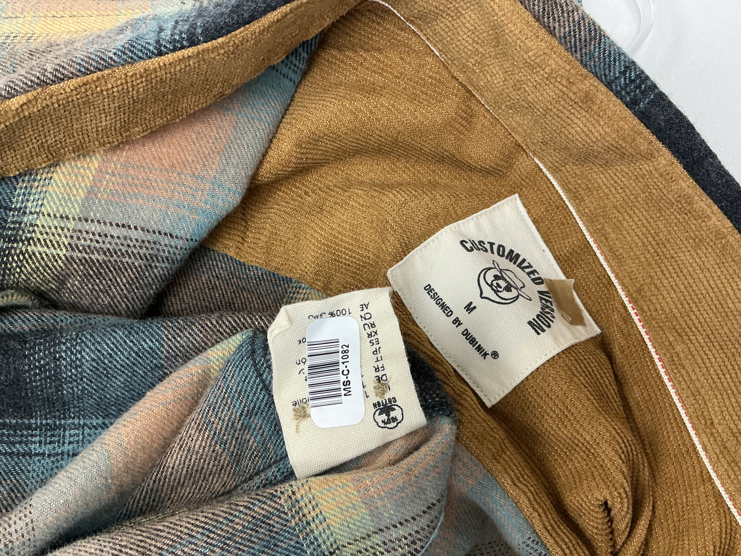 Teal and Tan Plaid Flannel Shirt with Chest Pockets Size M