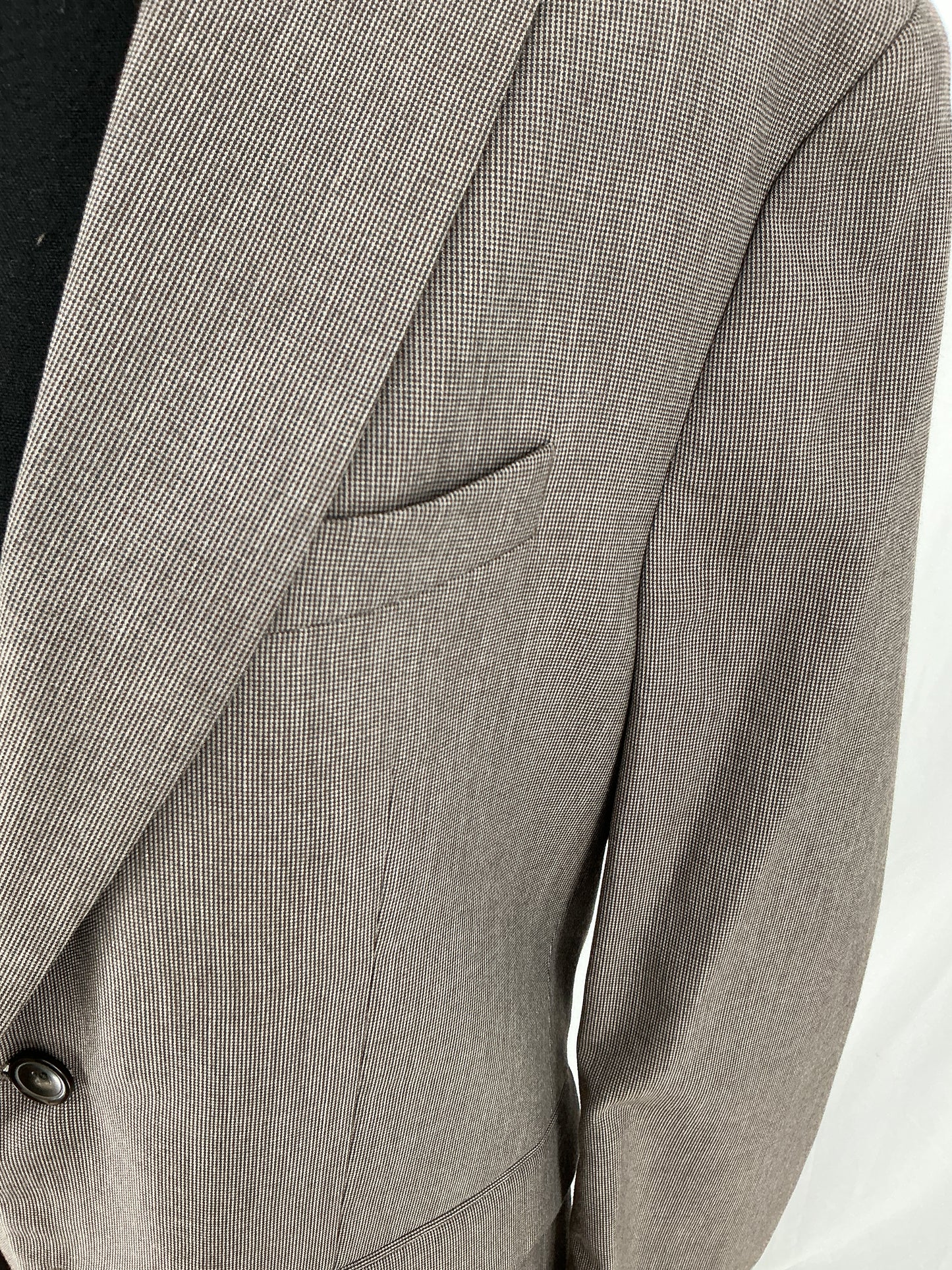 ZARA Tan Herringbone Weave Single-Button Blazer Size 40