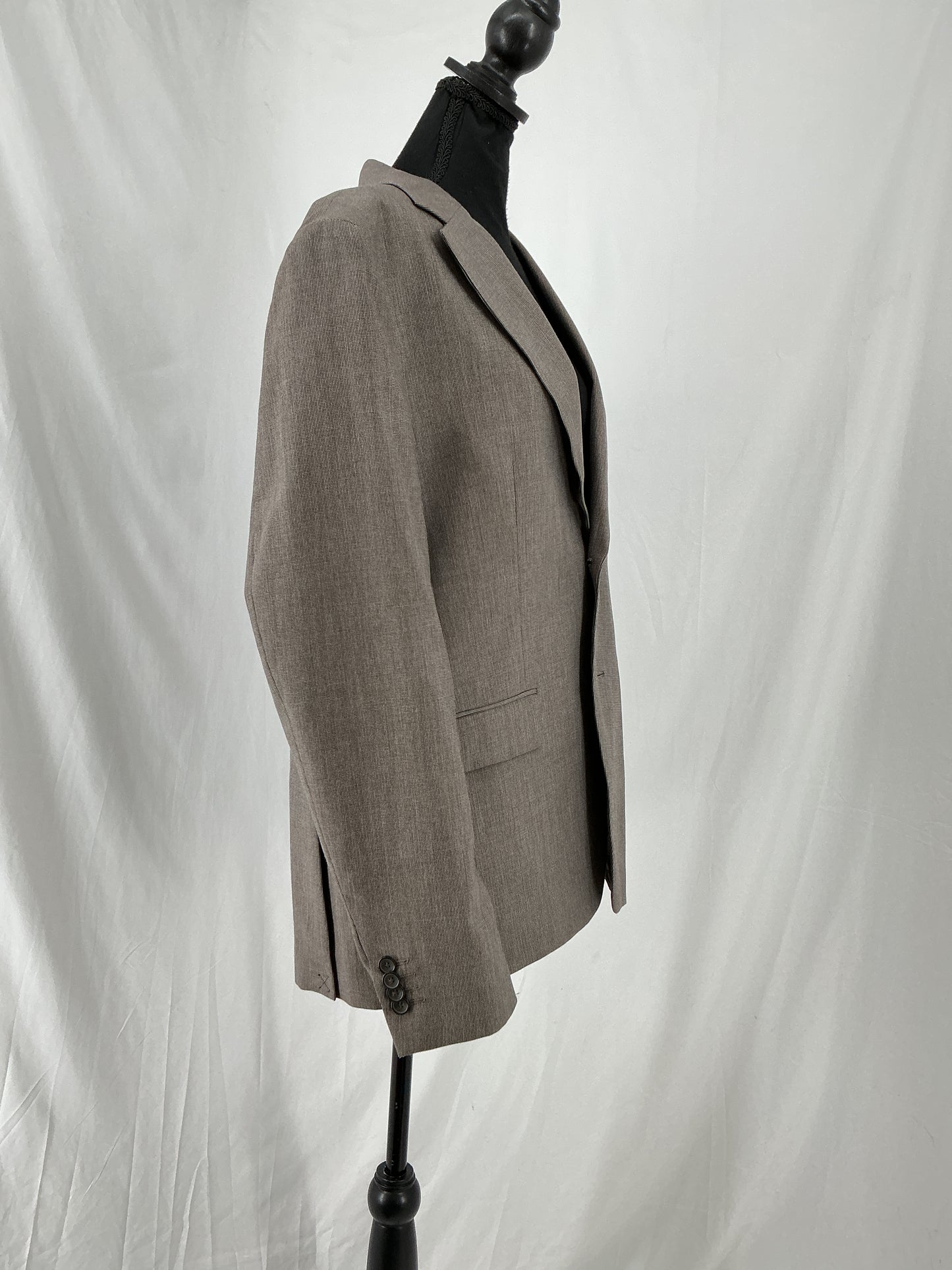 ZARA Tan Herringbone Weave Single-Button Blazer Size 40