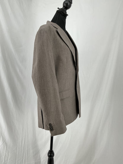 ZARA Tan Herringbone Weave Single-Button Blazer Size 40